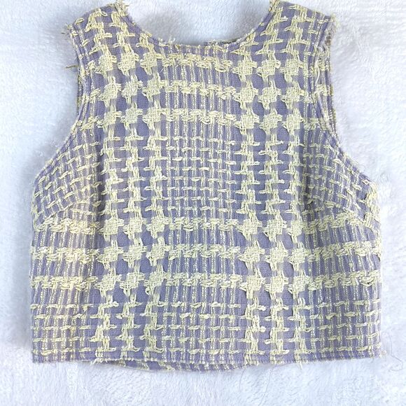 Yune Ho Top Sz M Lilac Cream Textured Sleeveless Designer *check measurements* - Picture 2 of 11